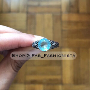 Aquamarine Sterling Silver Ring size 7 simulated